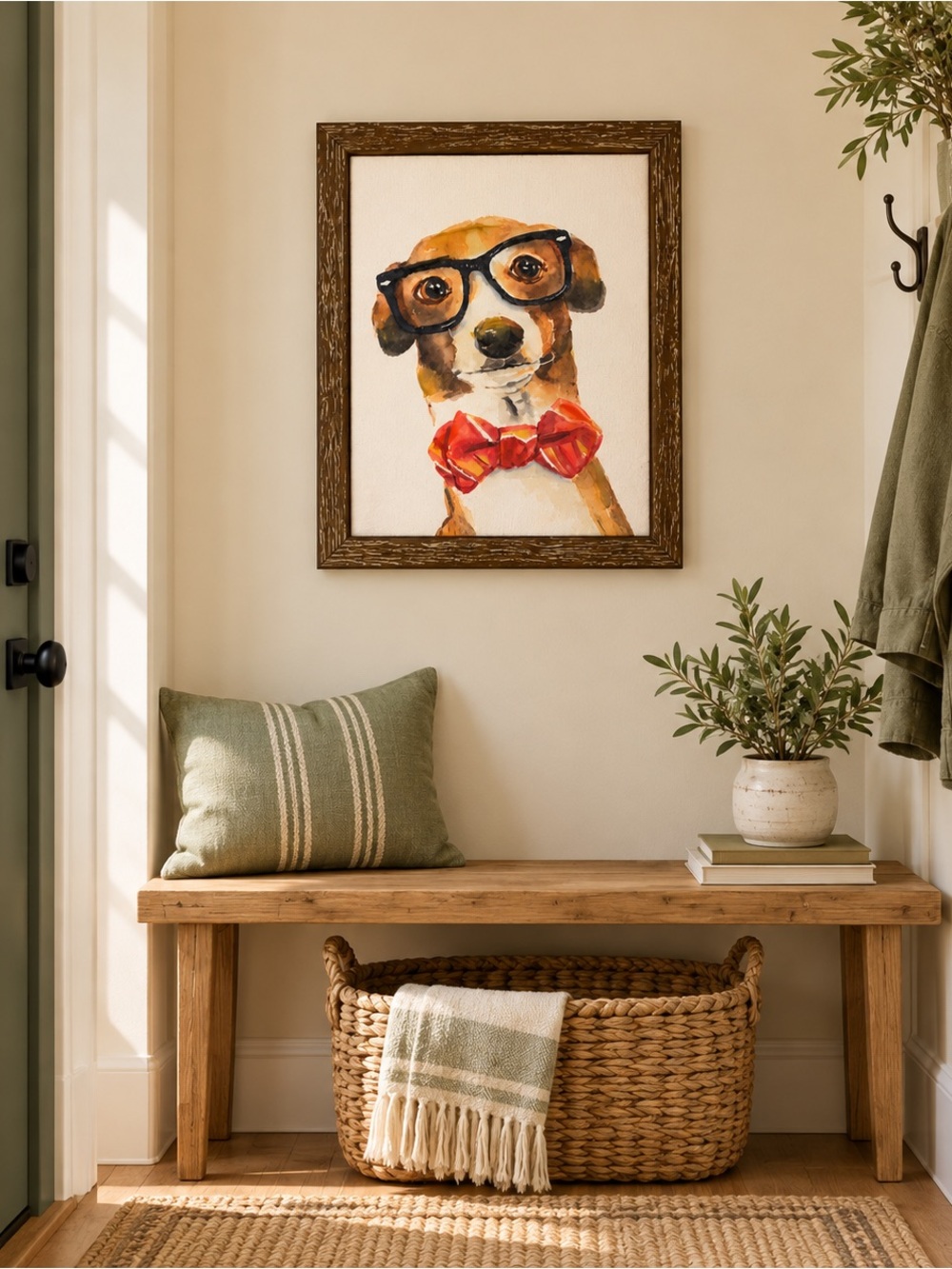 Petal Imports “Sophisticated Pup” Framed Canvas Wall Art 12x16